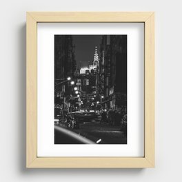 New York City Manhattan skyline at night in SoHo black and white Recessed Framed Print