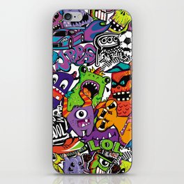 Abstract seamless comics monsters. Cartoon mutant repeated pattern iPhone Skin