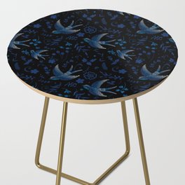 Embroidered Blue Birds Side Table