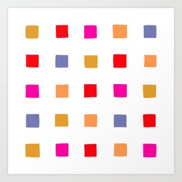 Retro checkered pattern 2. colourful on white Art Print