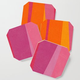 Pink Orange Bright Vibrant Modern Artwork Coaster