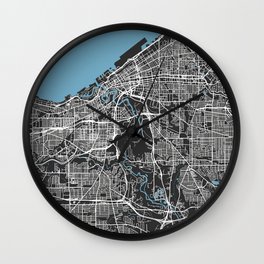 CLEVELAND City Map - Ohio, USA | Black, More Colors, Review My Collections Wall Clock