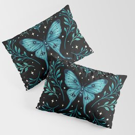 Mystical Luna Moth - Turquoise Pillow Sham