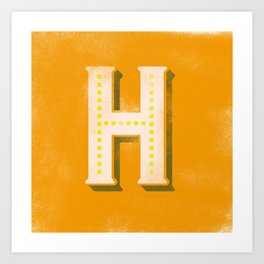 Distressed Letter "H" Typography Art Print