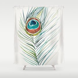 Peacock Tail Feather – Watercolor Shower Curtain