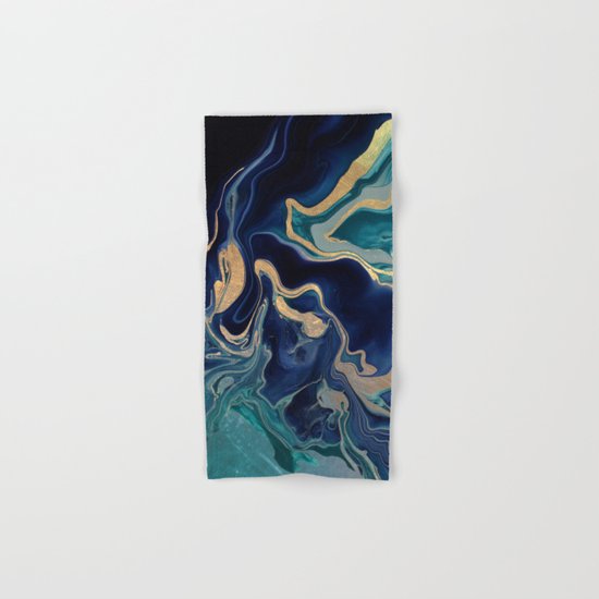 DRAMAQUEEN - GOLD INDIGO MARBLE Hand & Bath Towel