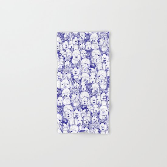 just alpacas blue white Hand & Bath Towel