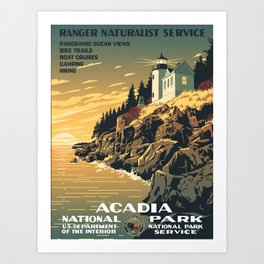 Vintage poster - Acadia National Park Art Print