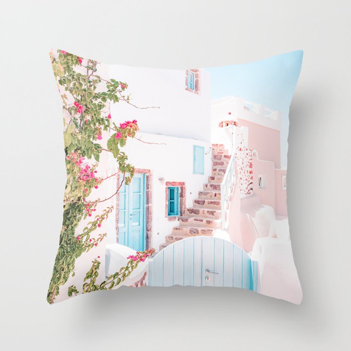 Pink House Travel Photography Throw Pillow