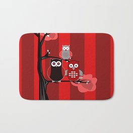 Red Owls Bath Mat | Graphicdesign, Eyes, Colorful, Day, Barn, Birds, Hoot, Claws, Bird, Forest 