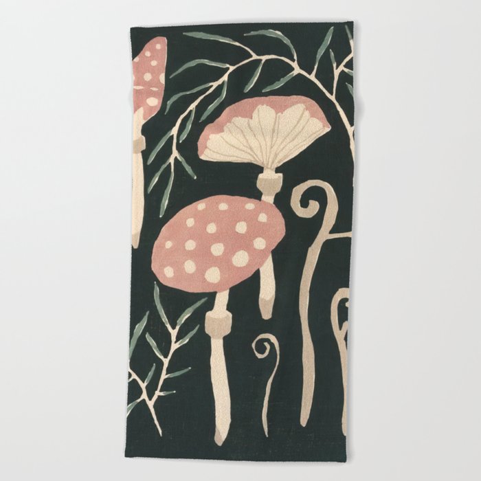 Yumeji Takehisa - Kinoko (Mushroom) Woodblock art Beach Towel