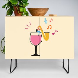 without a glass of wine there is no good jazz music Credenza