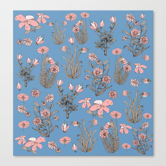 Flowers on Blue! Canvas Print