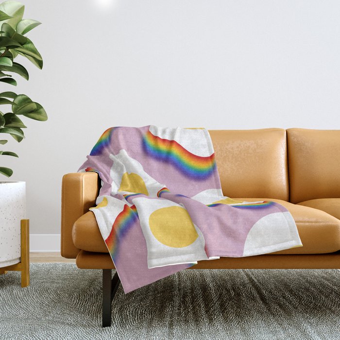 Rainbow fried egg pattern 6 Throw Blanket
