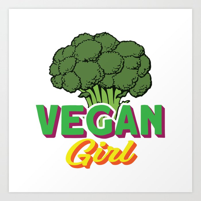 Vegan Girl Brokkoli Art Print