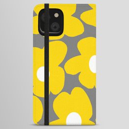 Yellow Retro Flowers Ultimate Gray Background #decor #society6 #buyart iPhone Wallet Case