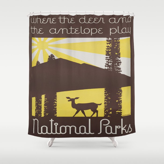 Vintage poster - National parks Shower Curtain