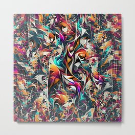 Unique Colorful Abstract Swirl Pattern Metal Print