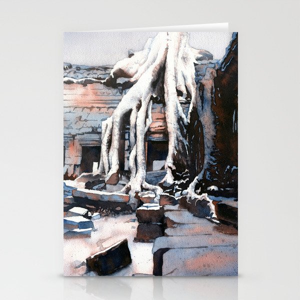 Ta Prohm at Angkor Wat archaeological park- near Siem Reap, Cambodia Stationery Cards