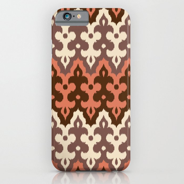 Moroccan Ikat Damask, Brown, Cream Taupe & Rust iPhone Case