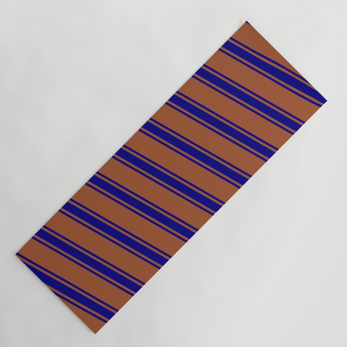Sienna and Blue Colored Lines/Stripes Pattern Yoga Mat