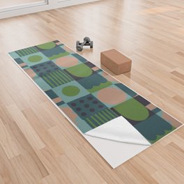 Green and blue tiles Yoga Towel