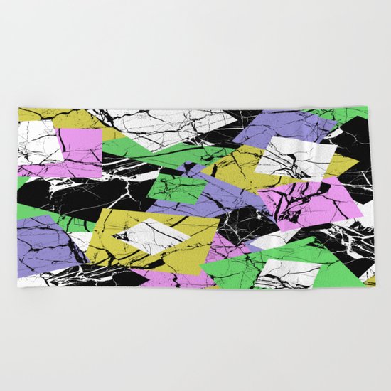 Pastel Marble Tiles Abstract Pattern Beach Towel