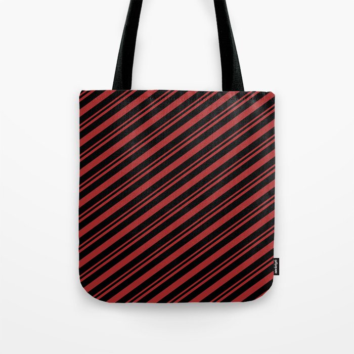 Brown & Black Colored Lines Pattern Tote Bag