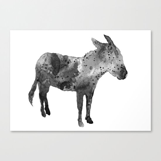 Donkey, black and white Canvas Print