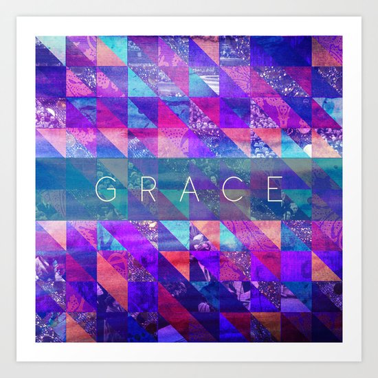 2 Corinthians 12:9 "Grace" (purple triangles) Art Print