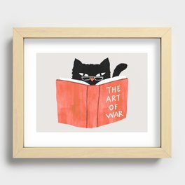 Cat reading book Recessed Framed Print
