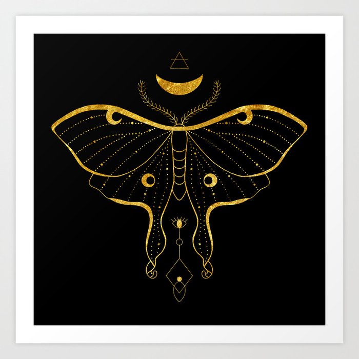 Gilded Painting- Luna Moth on Abstract Gold 6x6 canvas – Gillded