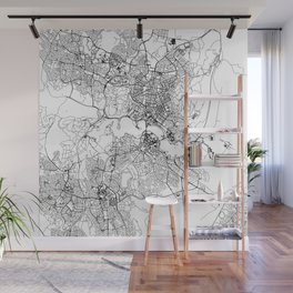 Canberra White Map Wall Mural
