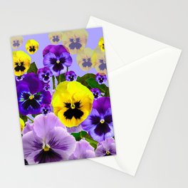 SPRING PURPLE & YELLOW PANSY FLOWERS Stationery Card