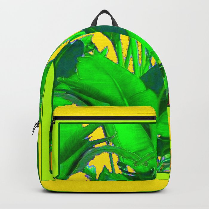 YELLOW GREEN & GOLD TROPICAL  GREEN FOLIAGE ART Backpack