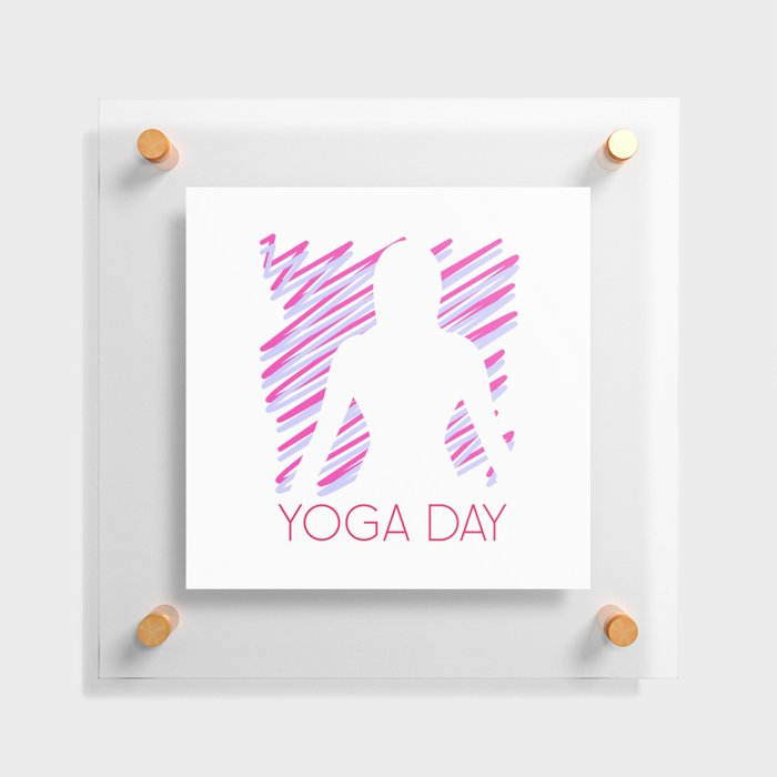 International yoga day scribbled art yoga pose in pink	 Floating Acrylic Print