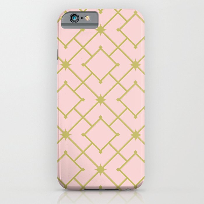 Pastel Pink Stars and Squares Lattice Art Print iPhone Case
