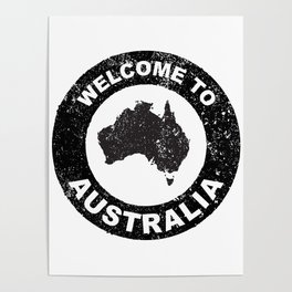 Rubber Ink Stamp Welcome To Australia Poster