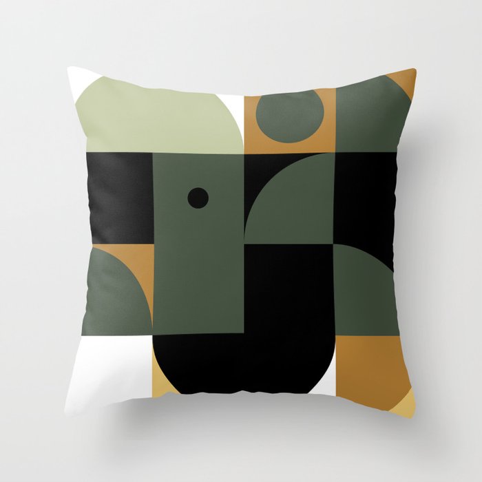 Mid-Century Geometric Tile Throw Pillow