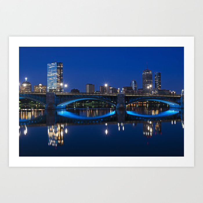 The Longfellow Bridge Reflecting in the Charles River Boston MA Art Print