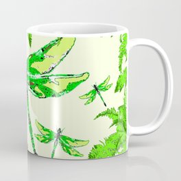 TROPICAL FERNS & EMERALD GREEN  SWAMP DRAGONFLIES Coffee Mug