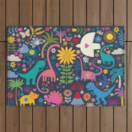 Peace, Love and Dinosaurs Outdoor Rug