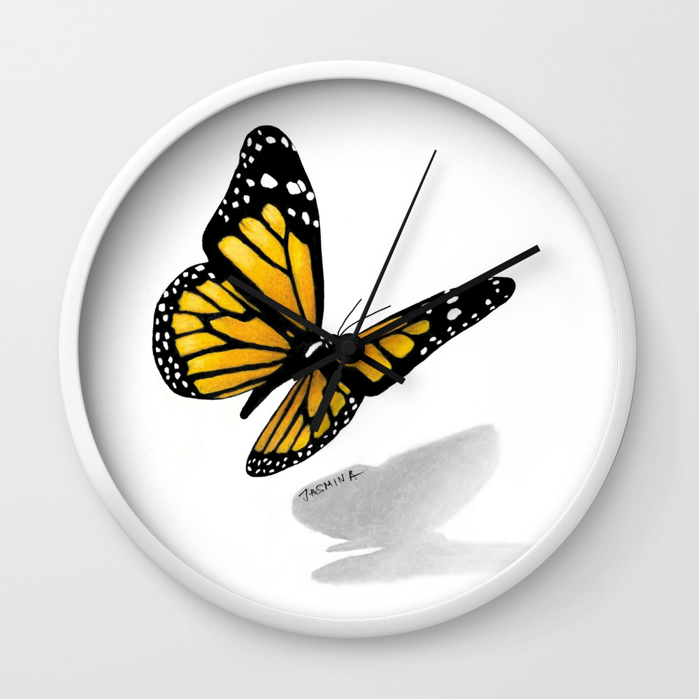 3d Butterfly Drawing Wall Clock By Jasminasusakprints Society6