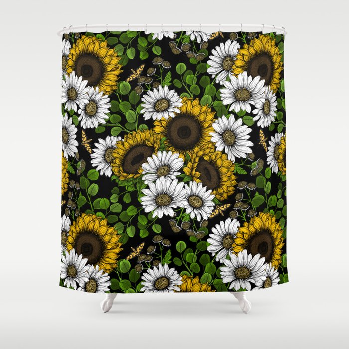 Sunflowers and daisies, summer garden 2 Shower Curtain