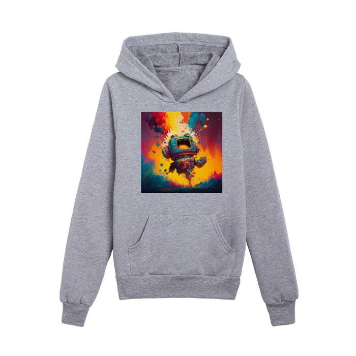 Colorful Robot Explosion Kids Pullover Hoodie
