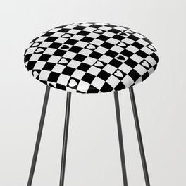Checkered hearts black and white Counter Stool