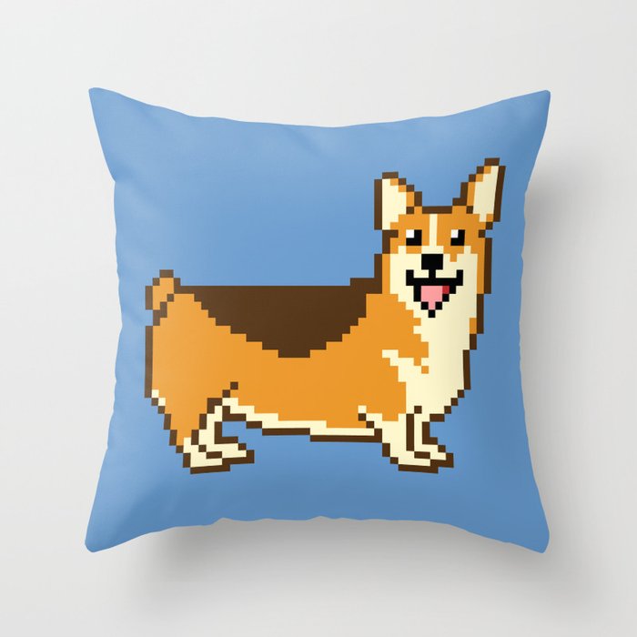 8-Bit Corgi Throw Pillow