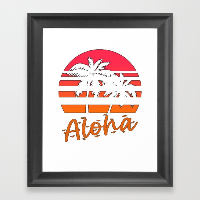 Tropical Party, Aloha Hawaii Palm Tree Hawaiian beach Framed Art Print