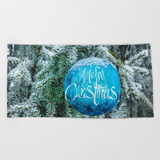 Christmas blue bauble Beach Towel