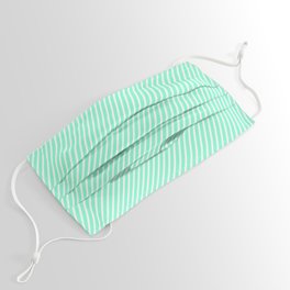 [ Thumbnail: Aquamarine & White Colored Lined/Striped Pattern Face Mask ]
